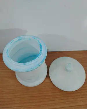 Albarello antiguo de alabastro con tapa - miniatura 2