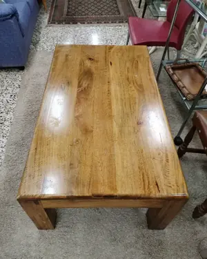 Mesa de centro rústica de madera maciza - miniatura 5