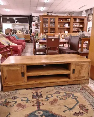 Mueble de tv rústico de madera maciza - miniatura 2