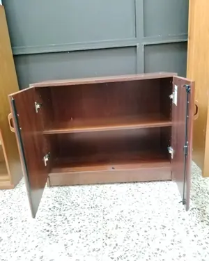 Mueble bajo de oficina vintage con dos puertas y estante interior - miniatura 3