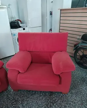 Sofá de 2 plazas y sillón Fama en tela roja - miniatura 2