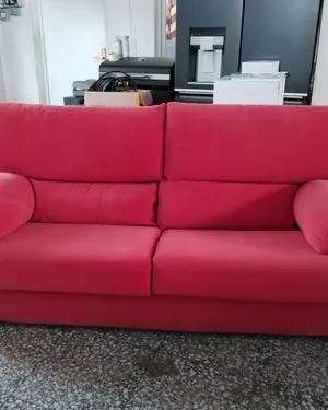 Sofá de 2 plazas y sillón Fama en tela roja - miniatura 3