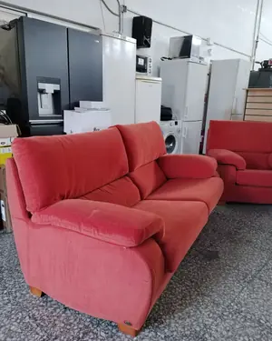 Sofá de 2 plazas y sillón Fama en tela roja - miniatura 4