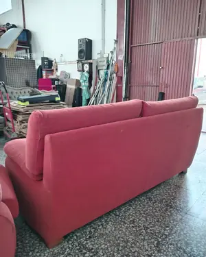 Sofá de 2 plazas y sillón Fama en tela roja - miniatura 7