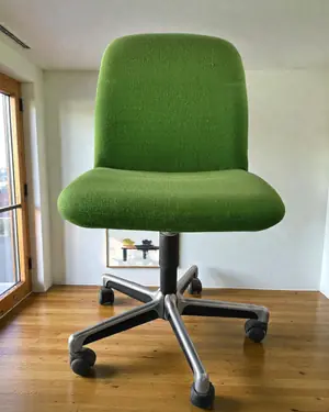 Silla de oficina operativa tapizada en verde - miniatura 1