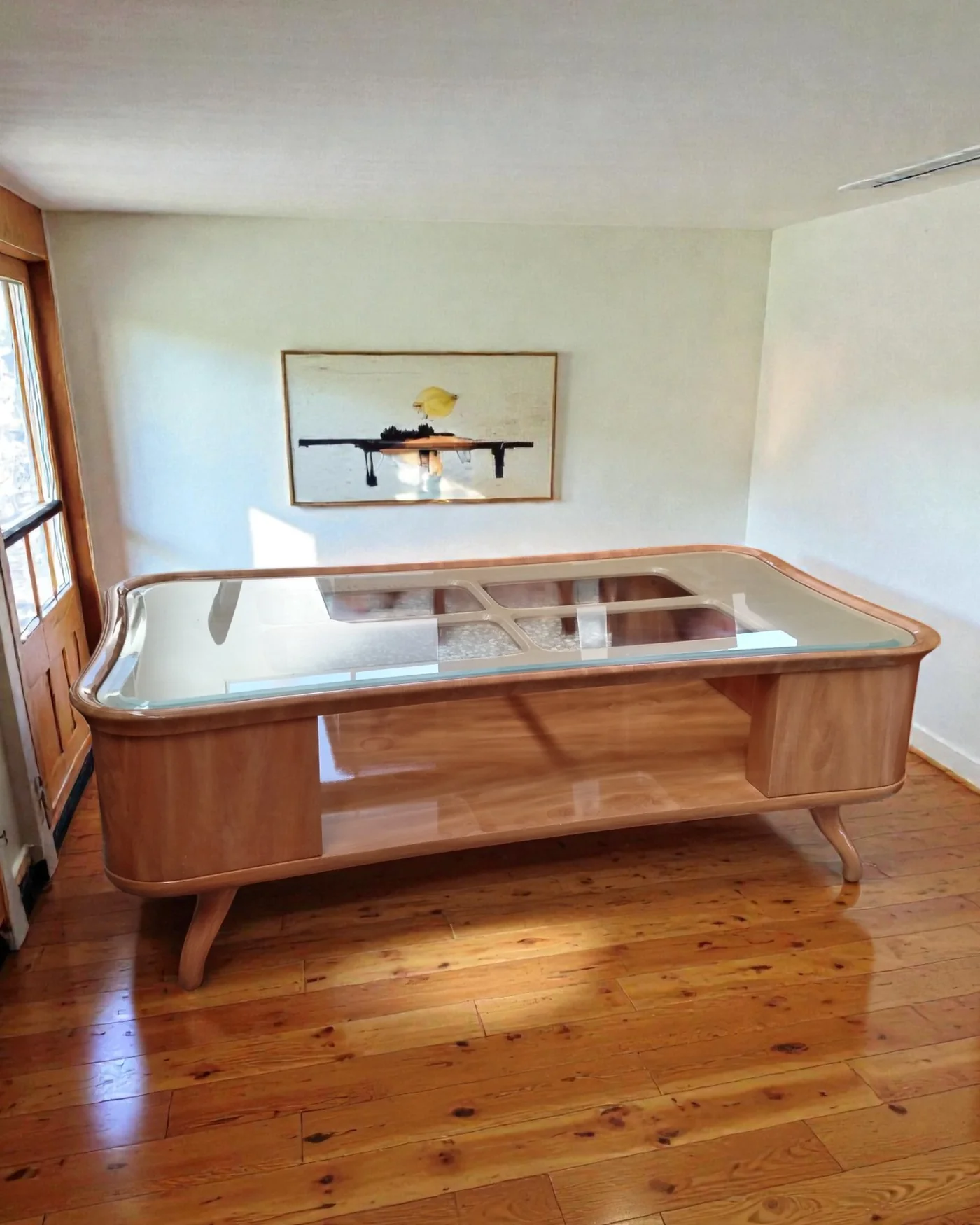 Mesa de centro moderna en madera con cristal - imagen 1