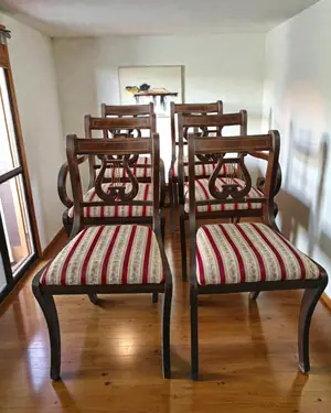 Juego de 6 sillas de comedor estilo regencia - miniatura 1