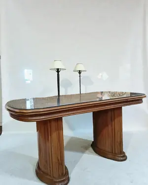 Mesa de comedor extensible de madera con cristal - miniatura 1