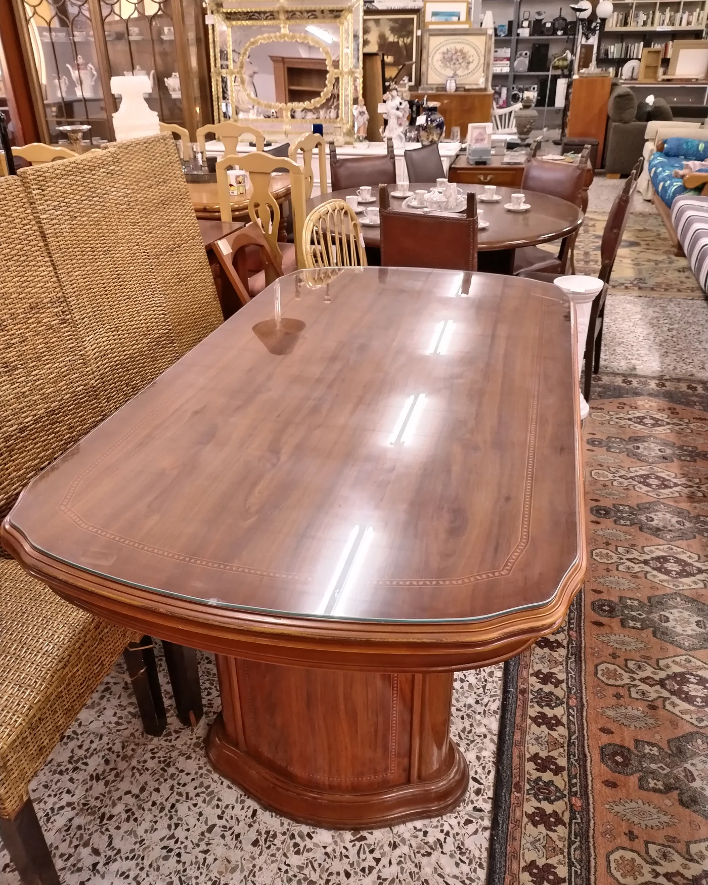 Mesa de comedor extensible de madera con cristal - imagen 3