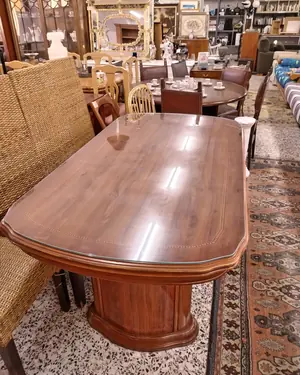 Mesa de comedor extensible de madera con cristal - miniatura 3