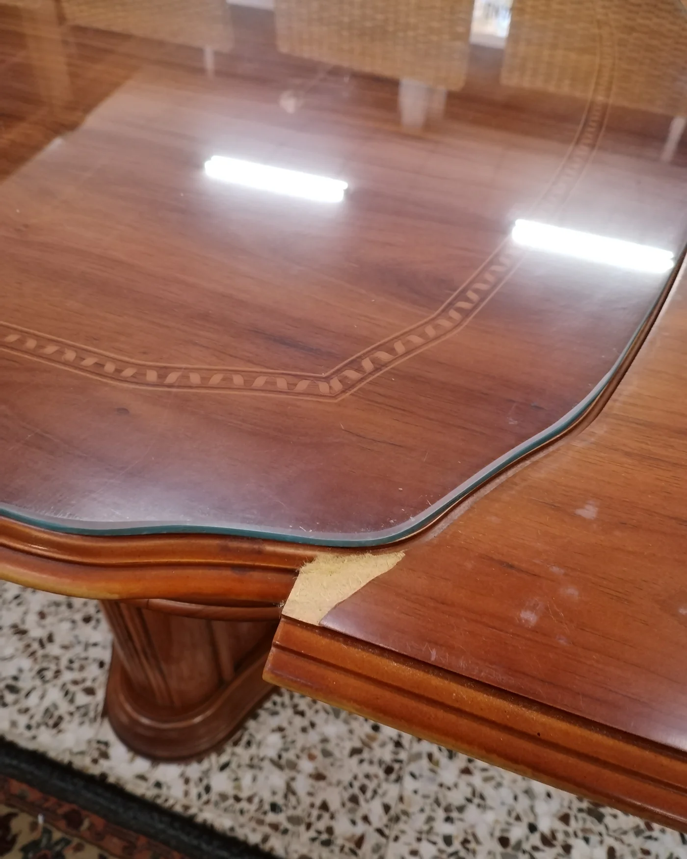 Mesa de comedor extensible de madera con cristal - imagen 6
