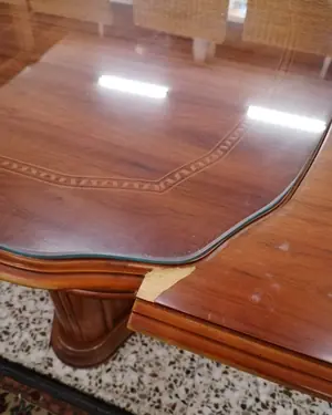 Mesa de comedor extensible de madera con cristal - miniatura 6