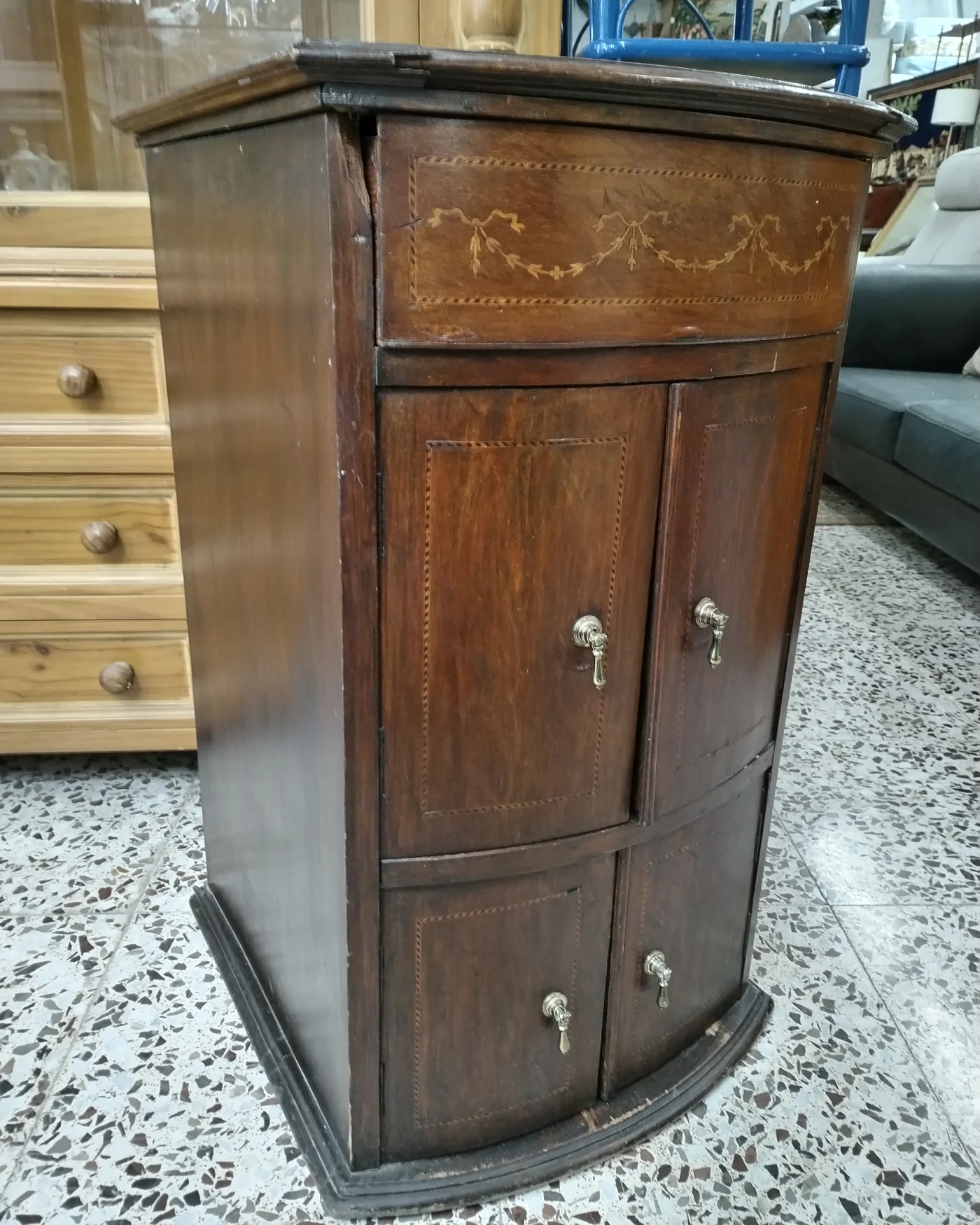 Mueble de esquina estilo biedermeier con marquetería - imagen 2