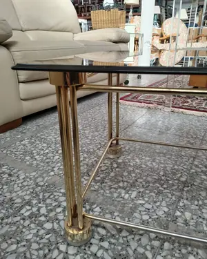 Mesa de Centro Vintage de Latón y Cristal Ahumado - miniatura 5