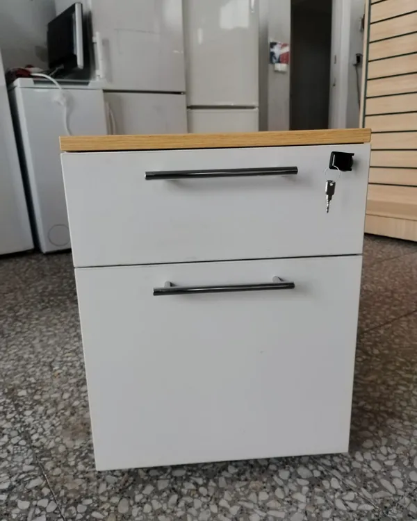Archivador Móvil de Oficina con Dos Cajones y Tapa de Madera