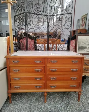 Cómoda doble de madera con tapa de mármol - miniatura 1