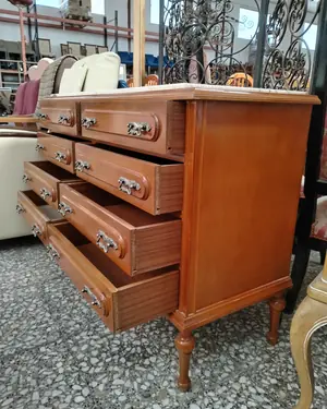 Cómoda doble de madera con tapa de mármol - miniatura 4