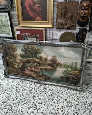Cuadro VIntage oleo marco gris - miniatura 1