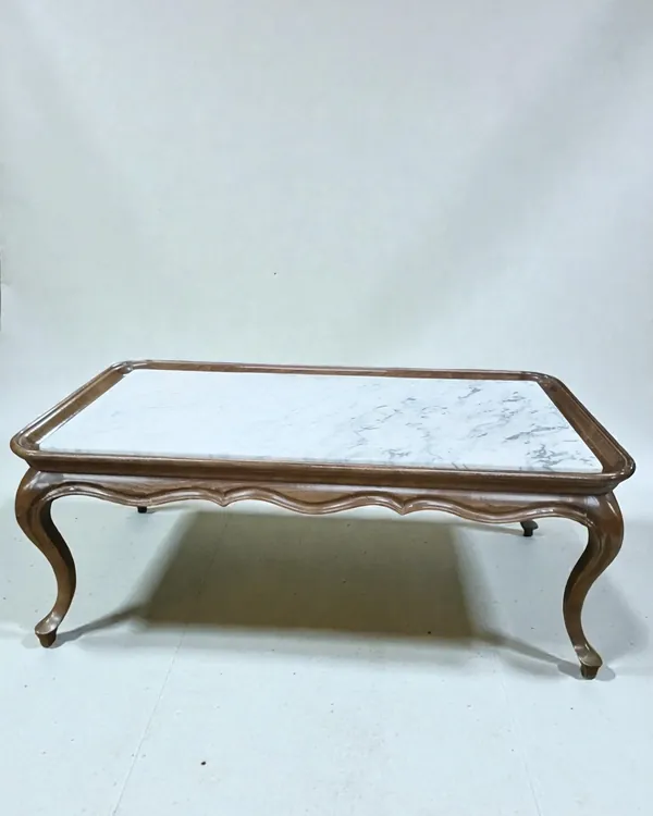 Mesa de Centro Auxiliar de Madera y Mármol