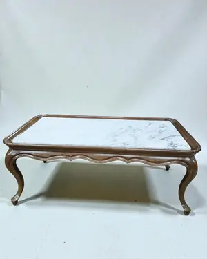 Mesa de centro auxiliar de madera y mármol - miniatura 1