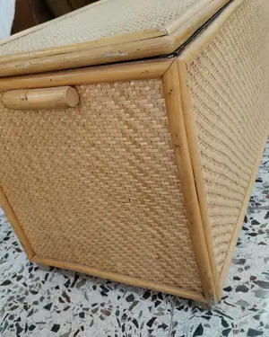 Baúl vintage de mimbre con estructura de madera - miniatura 5