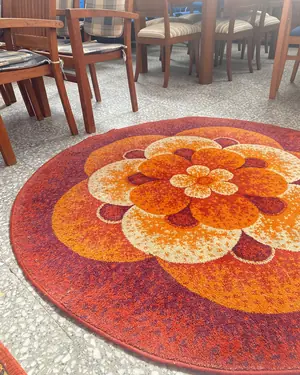 Alfombra redonda con diseño floral retro - miniatura 2