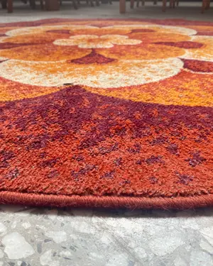 Alfombra redonda con diseño floral retro - miniatura 4