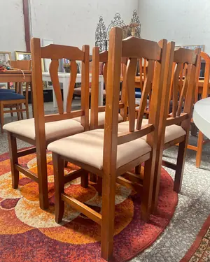 Juego de 4 sillas de comedor de madera con tapizado - miniatura 4