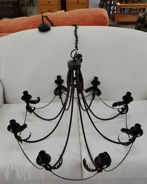 Lámpara de techo de forja con 8 brazos - miniatura 1