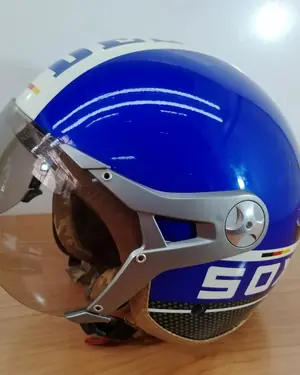 Casco moto jet Soxon vintage azul y blanco - miniatura 1