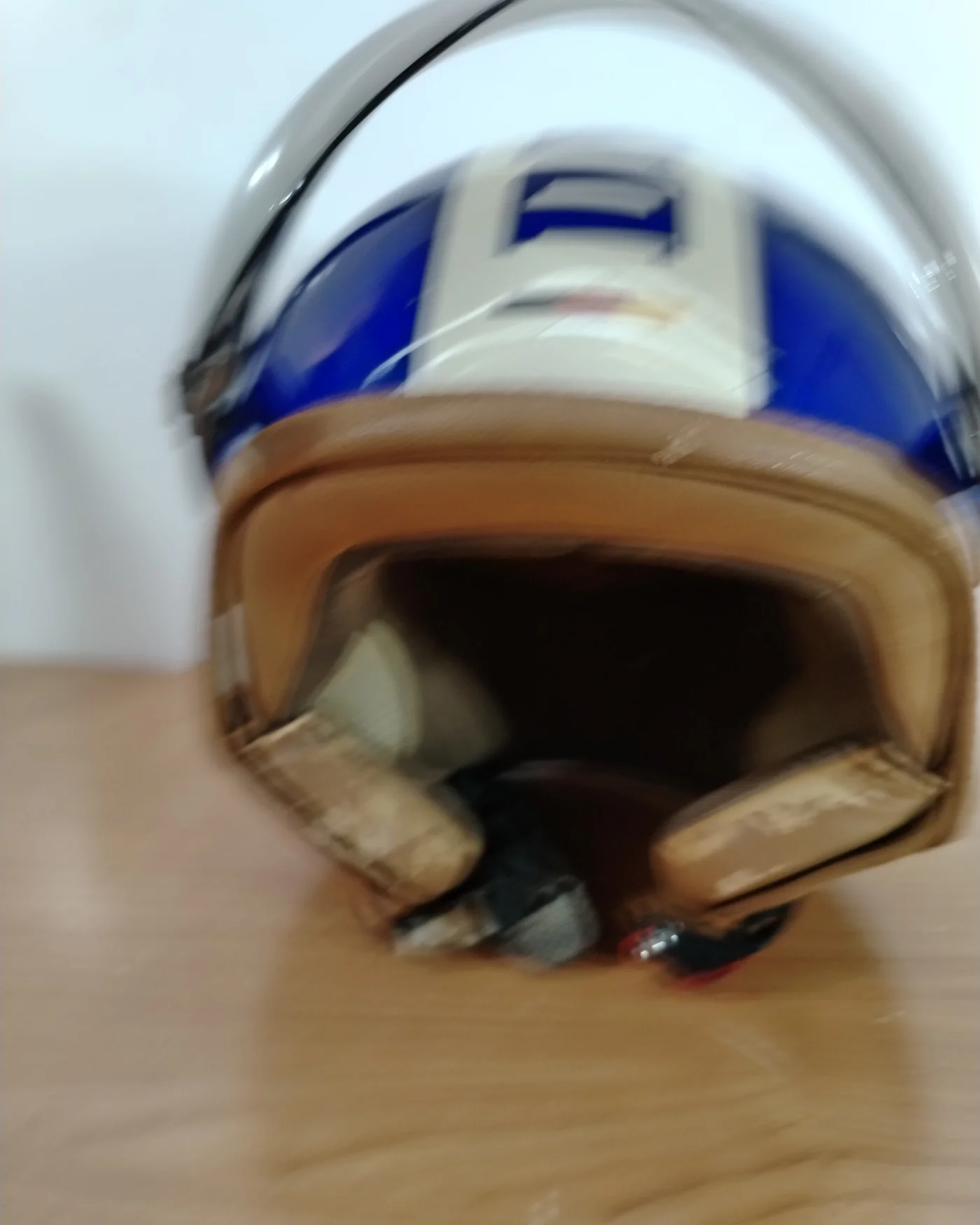 Casco moto jet Soxon vintage azul y blanco - imagen 5