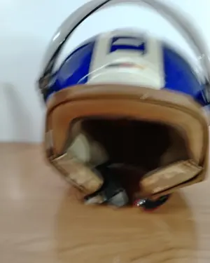 Casco moto jet Soxon vintage azul y blanco - miniatura 5