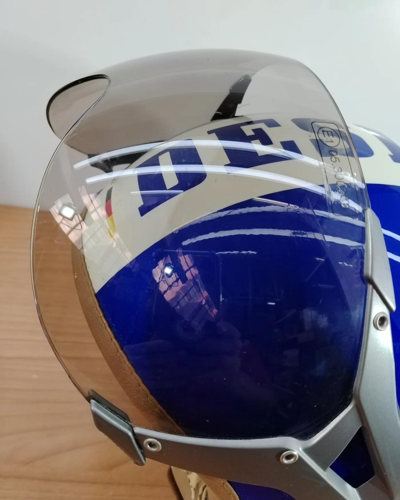 Casco moto jet Soxon vintage azul y blanco - imagen 6