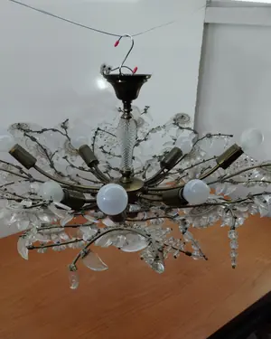 Lámpara de techo vintage con cristal tallado y flores - miniatura 4
