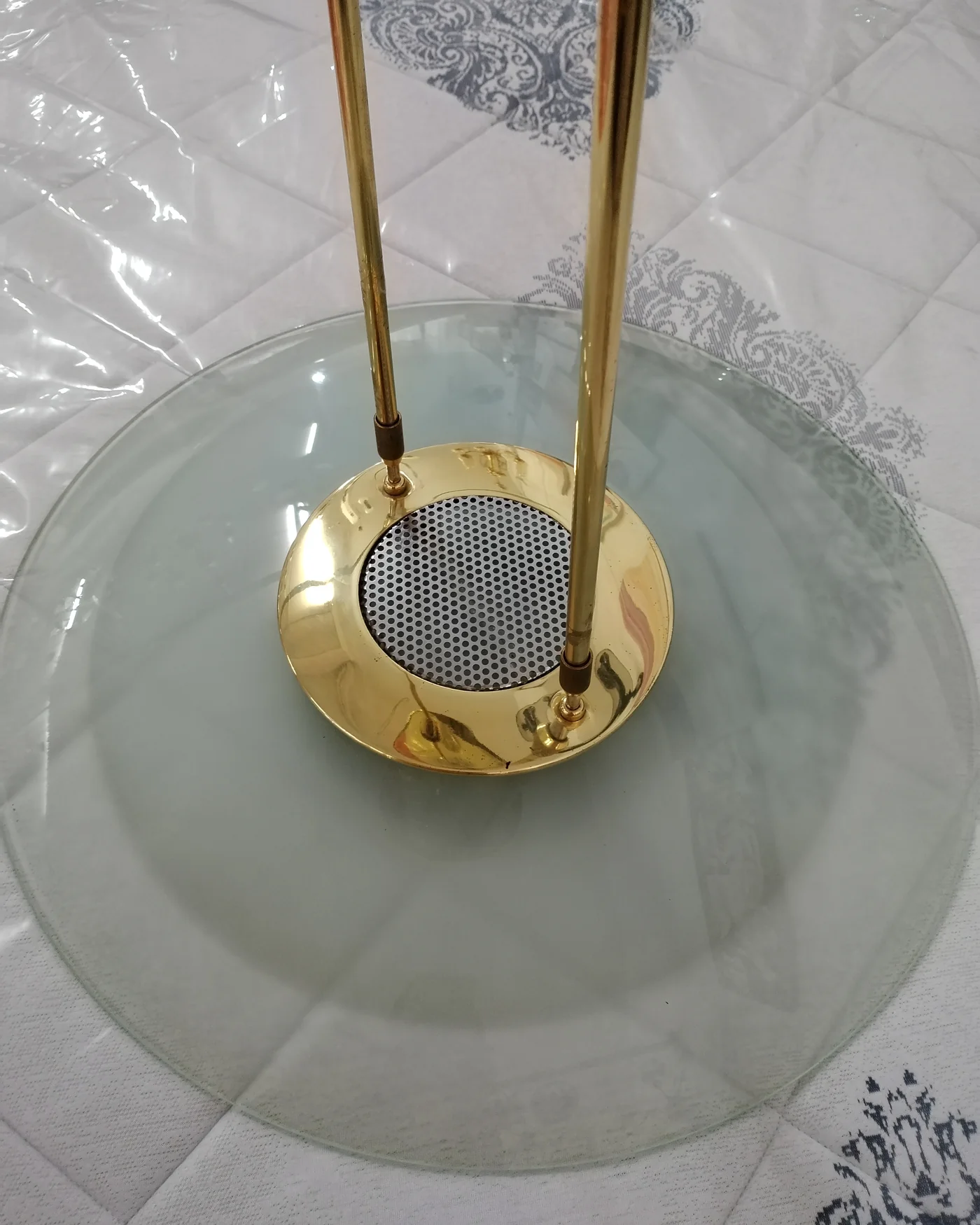 Lámpara de techo vintage de cristal y latón - imagen 2