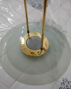 Lámpara de techo vintage de cristal y latón - miniatura 2