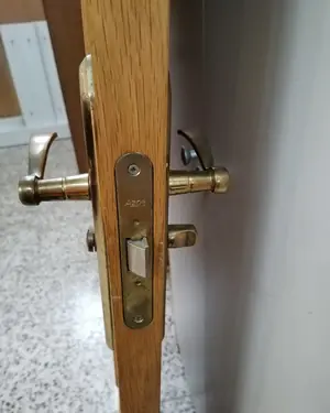 Puerta de madera interior con herrajes de latón - miniatura 3