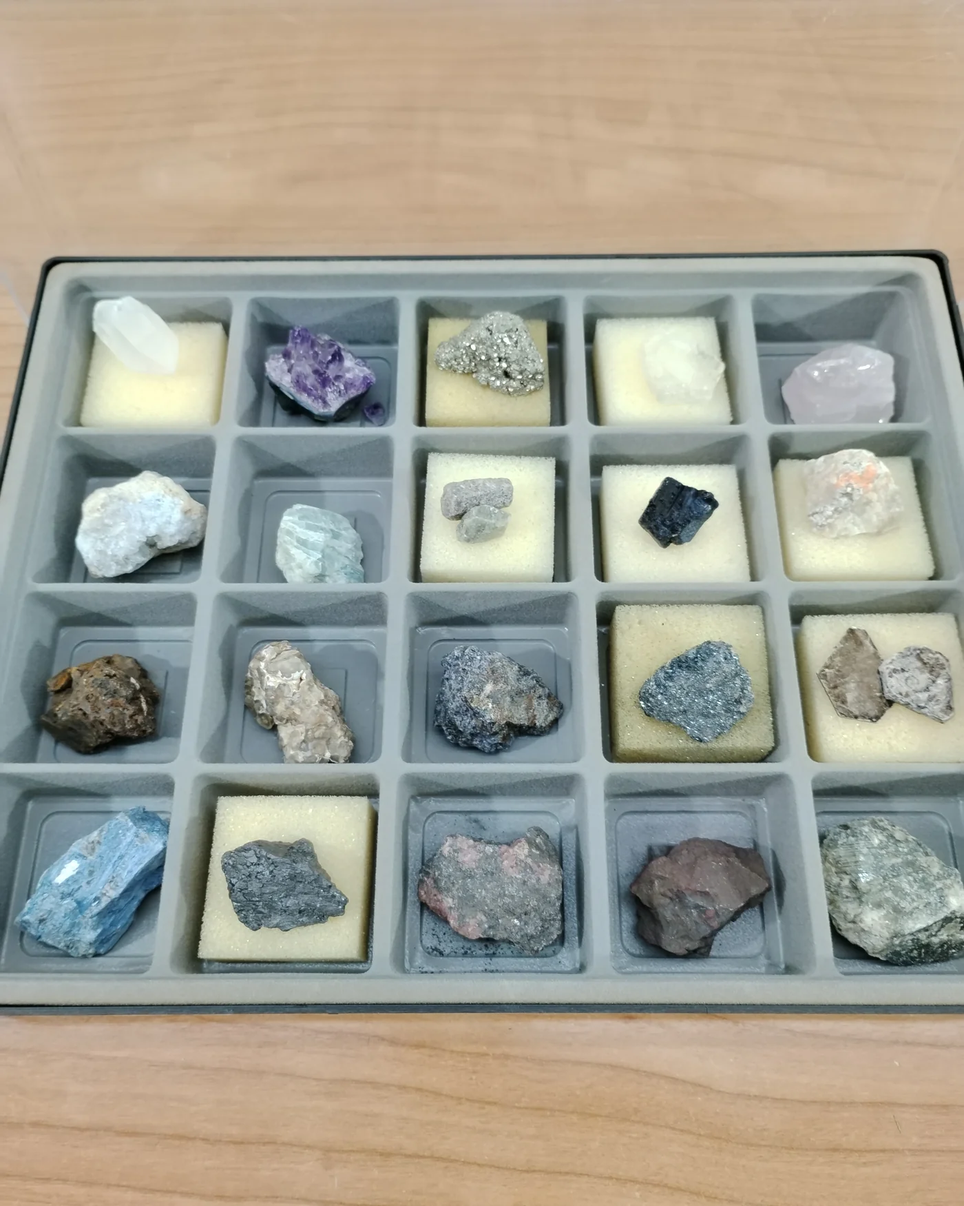 Colección de minerales geológicos en caja de exhibición - imagen 7