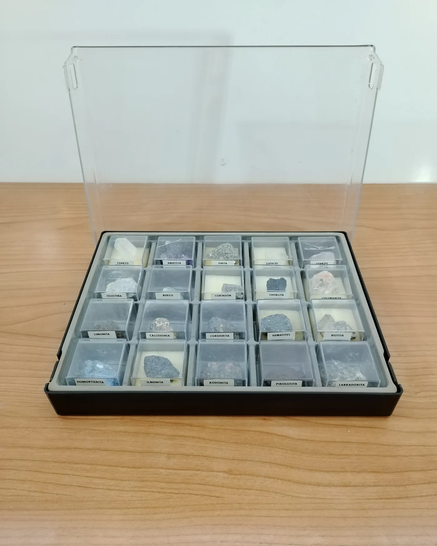 Colección de minerales geológicos en caja de exhibición - imagen 1