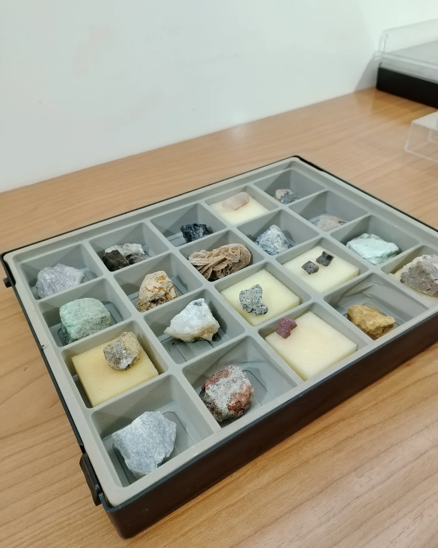 Colección de minerales geológicos en caja de exhibición - imagen 5