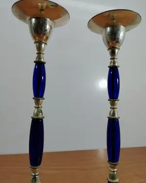 PORTaVELAS BAÑADOS PLATA AZUL - miniatura 4