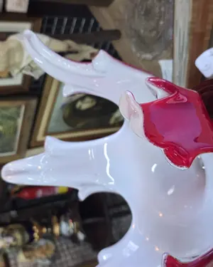 Centro de mesa de cristal Murano rojo y blanco - miniatura 2
