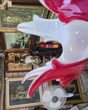 Centro de mesa de cristal Murano rojo y blanco - miniatura 3