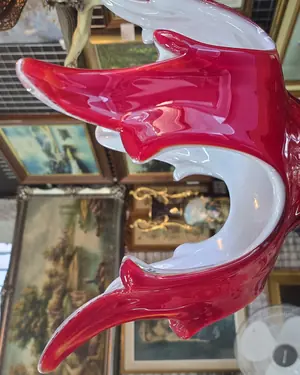 Centro de mesa de cristal Murano rojo y blanco - miniatura 4