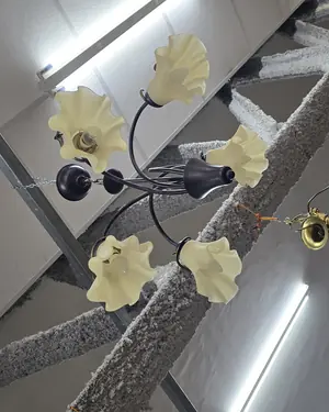 Lámpara de techo rústica con pantalla de cristal - miniatura 1