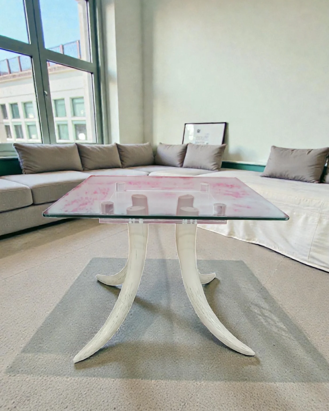 Mesa auxiliar con cuatro colmillos de elefante - imagen 1