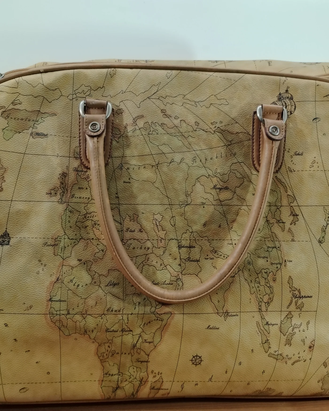 Bolso vintage con mapa del mundo - imagen 2