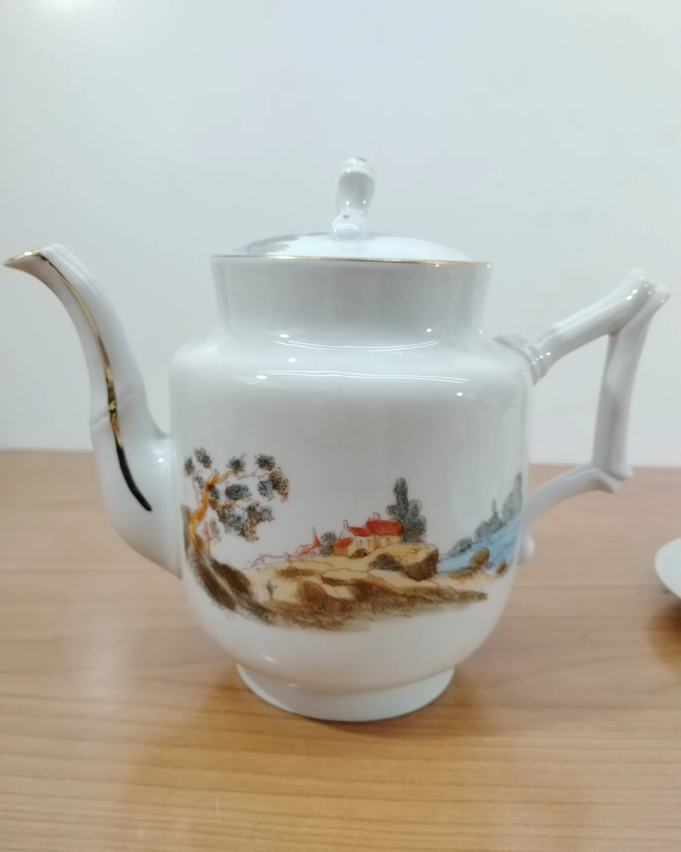 Juego de té o café de porcelana con paisaje - imagen 5
