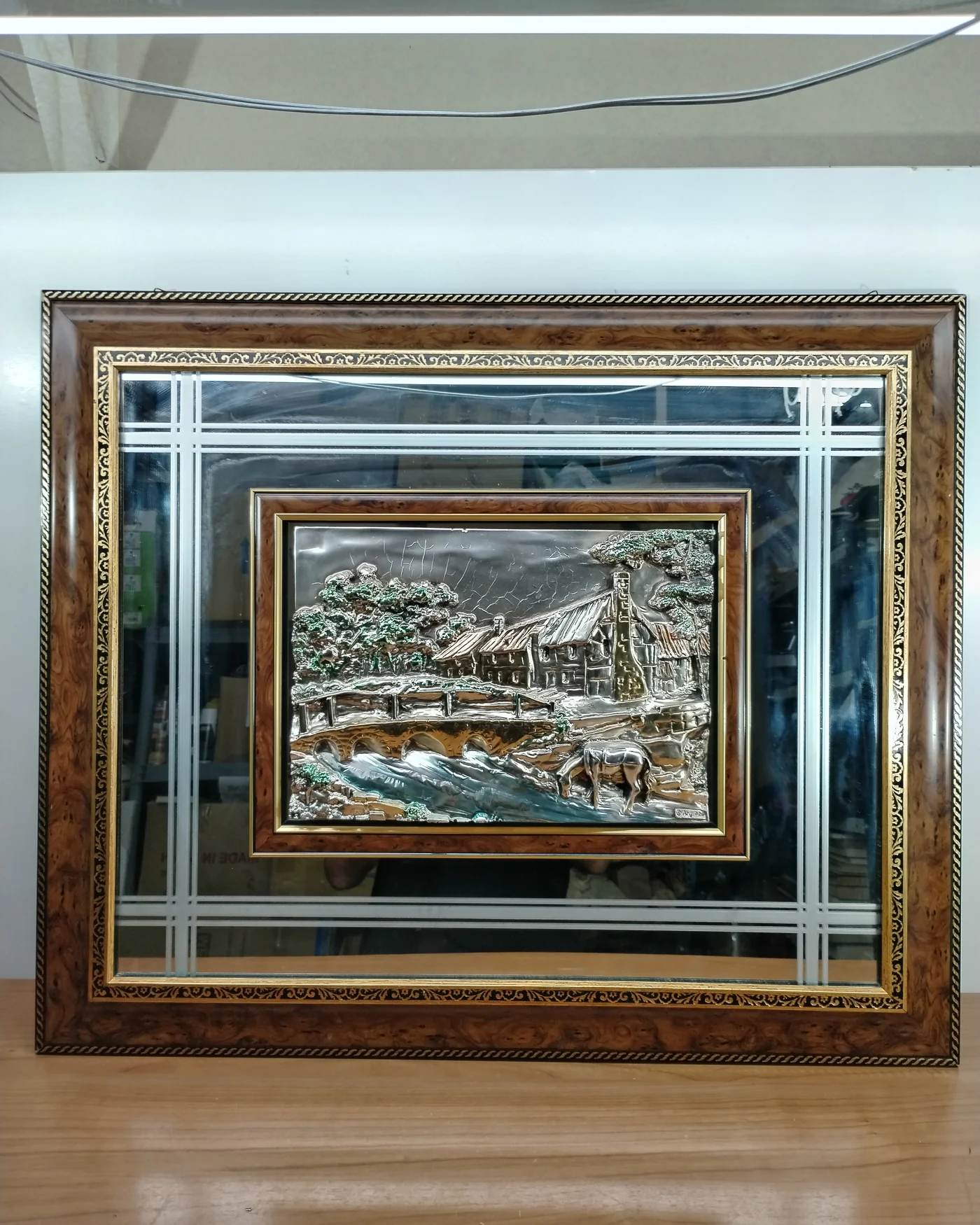 CUADRO PAISAJE RURAL EN PLATA DE CREAZIO - imagen 1
