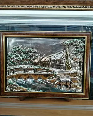 CUADRO PAISAJE RURAL EN PLATA DE CREAZIO - miniatura 2